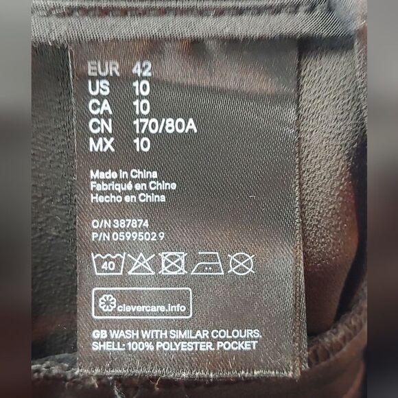 H&M High Rise Pleated Pants Trousers Sz 10 Black - Picture 10 of 12